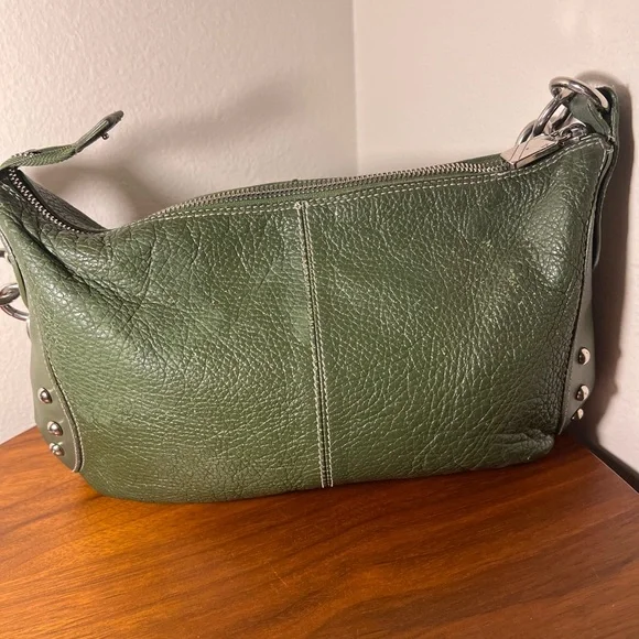 Furla Green Leather Studded Shoulder Bag - Picture 9 of 16